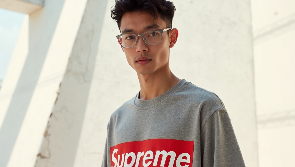 Supreme streetwear banner showcasing hoodies and accessories